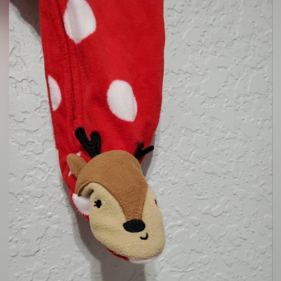 Just One You By Carter's Plush Baby Reindeer Footed Pjs Size 6 Months - Picture 6 of 11